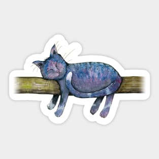 Sleeping purple cat Sticker